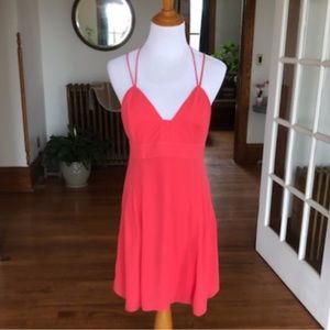 Express Coral Halter Sundress Mini